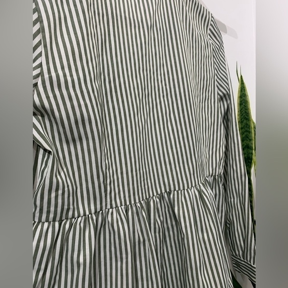REFKA Green (sage) - Stripe - Point Collar - Tunic embroidered Size 38 dress - Picture 7 of 8